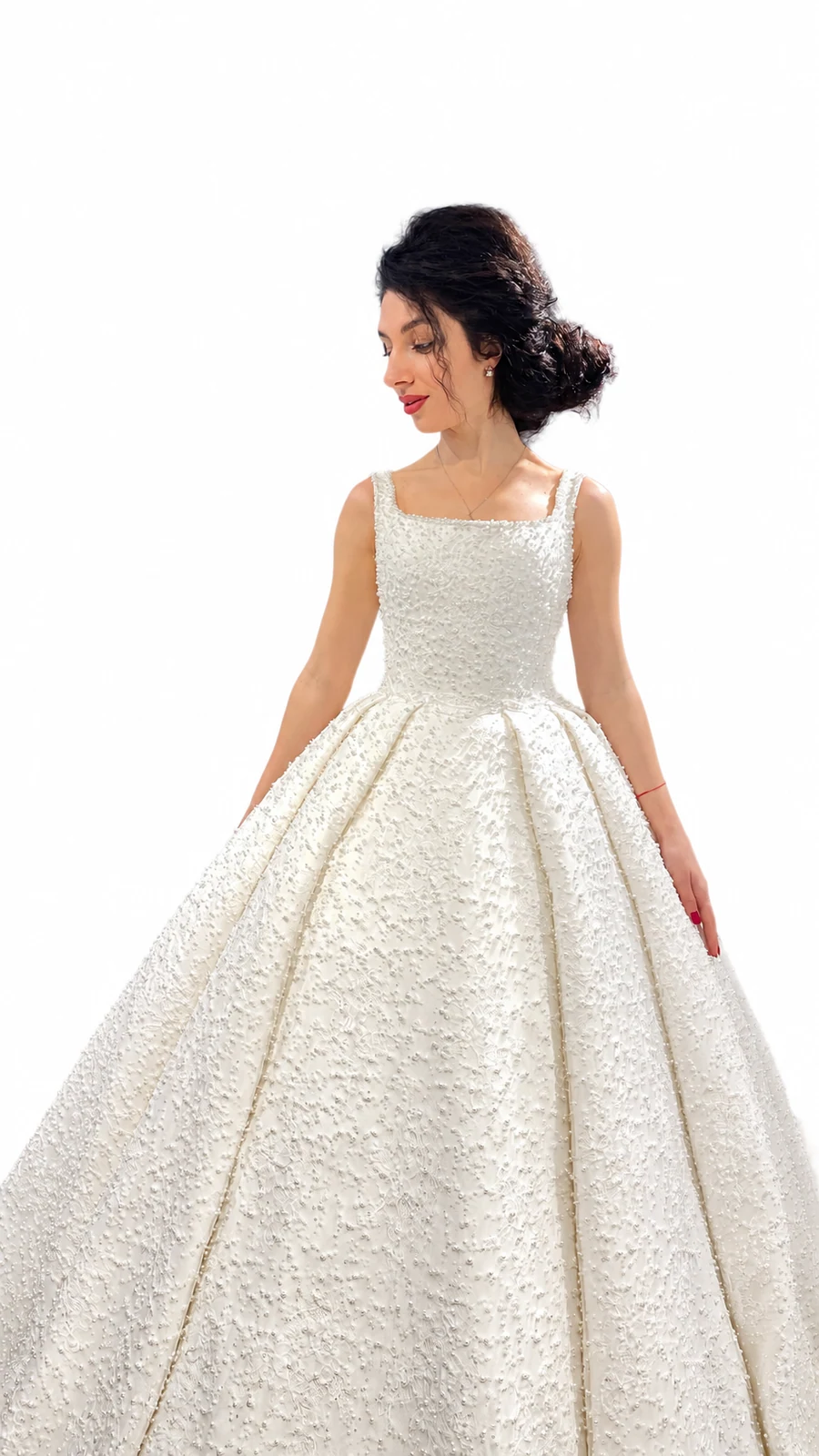Square-neck embellished gown